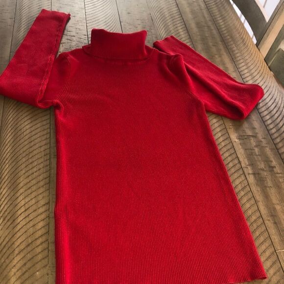 Lands’ End Cotton Blend Turtle🐢neck Elastane for Stretch. Deep Red Small is 6-8 - Picture 4 of 17